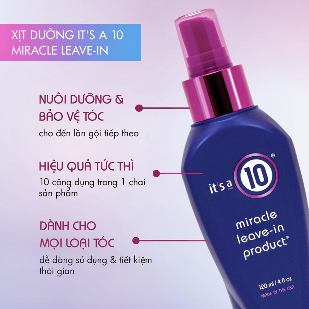 Xịt Dưỡng tóc diệu kỳ It's a 10 Miracle Leave-In Product 59ml/120ml/295ml