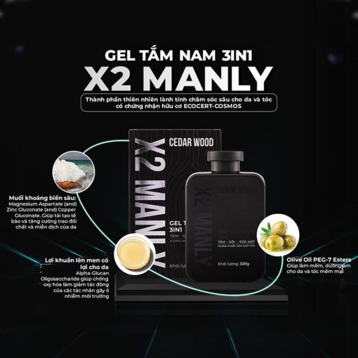 Sữa tắm nam X2 Manly 3in1