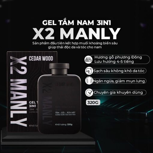 Gel tắm X2 Manly 3in1