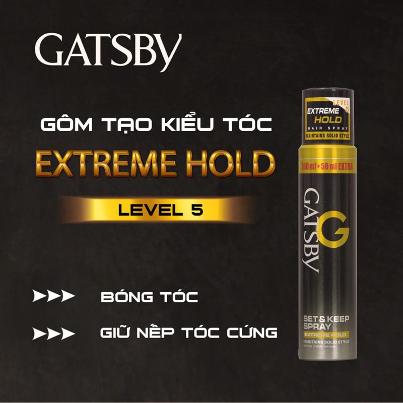 Gôm xịt tóc Gatsby Set & Keep Spray - Extreme Hold Level 5