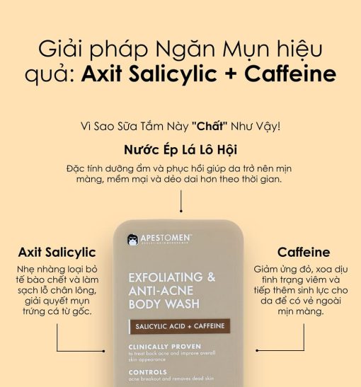 Sữa tắm nam Apestomen Exfoliating & Anti-Acne cao cấp