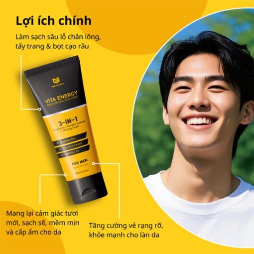 Công dụng của Sữa rửa mặt 3in1 Mengen Vita Energy Brightening Cleanser