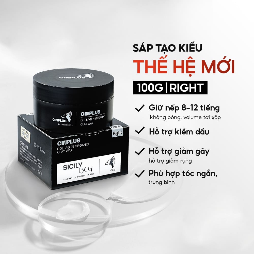 Sáp vuốt tóc Cin Plus Right Đen Sicily