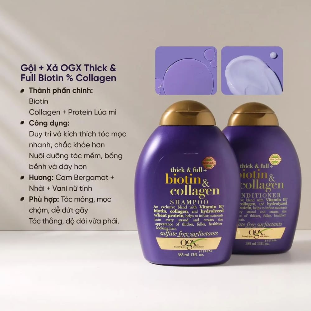 Dầu gội và xả Biotin & Collagen OGX