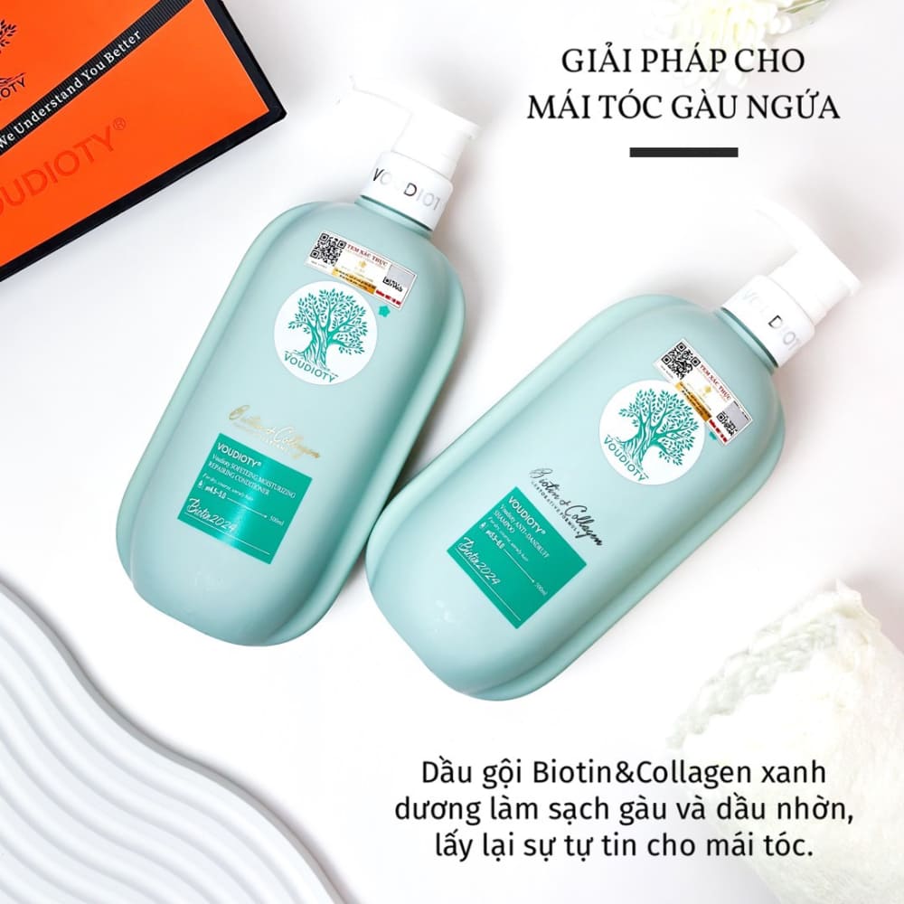 Gội xả Biotin Collagen xanh
