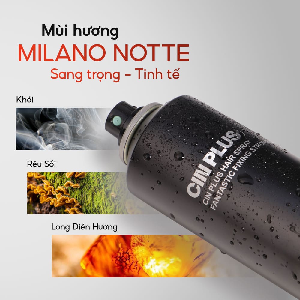 Gôm Cinplus Black 300ml: Mùi Milano Notte , hương thơm nam tính & tinh tế